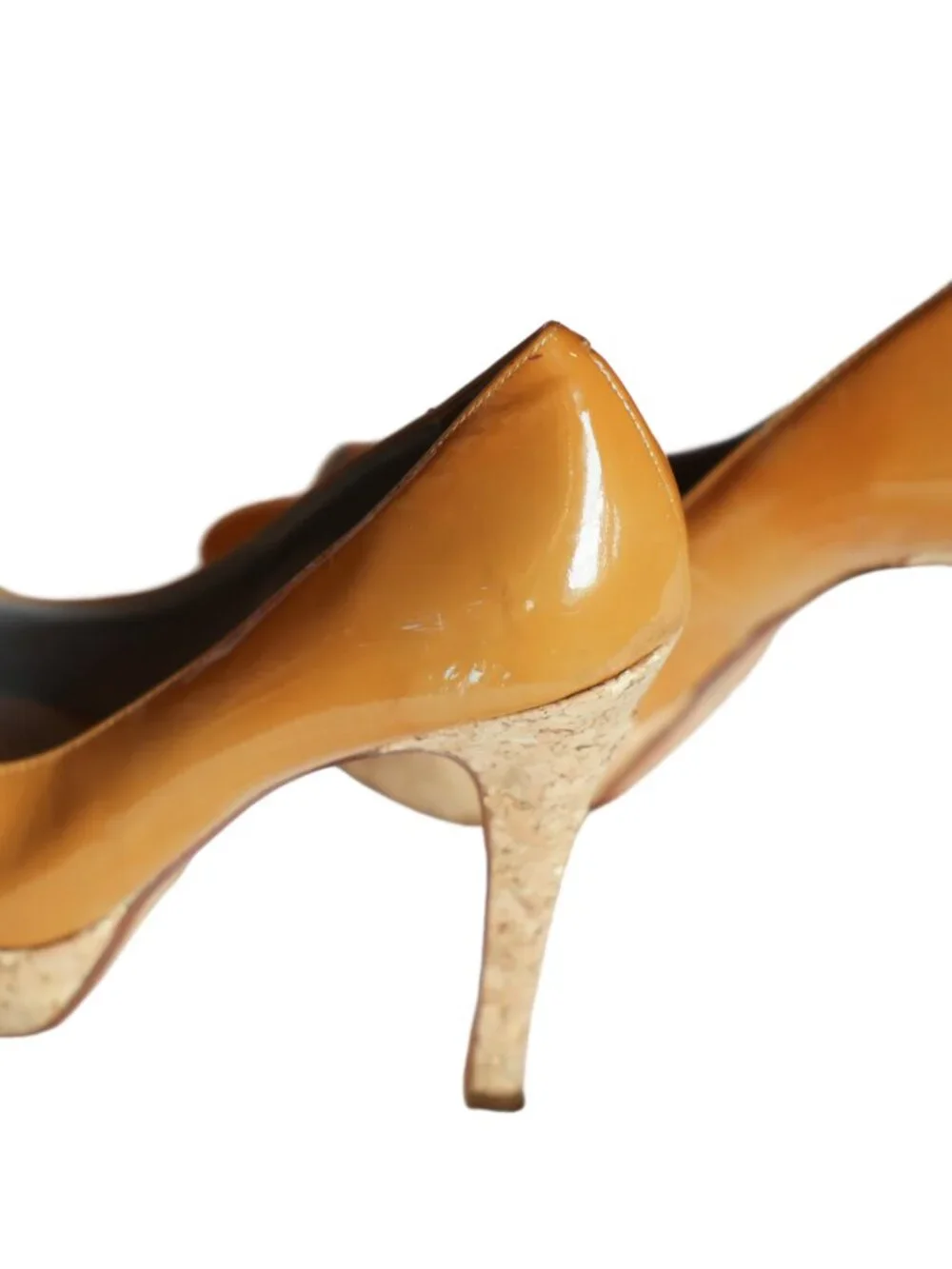 Cole Haan Mariela Nike Air Patent Leather Cork Peep Toe Heels 6.5B